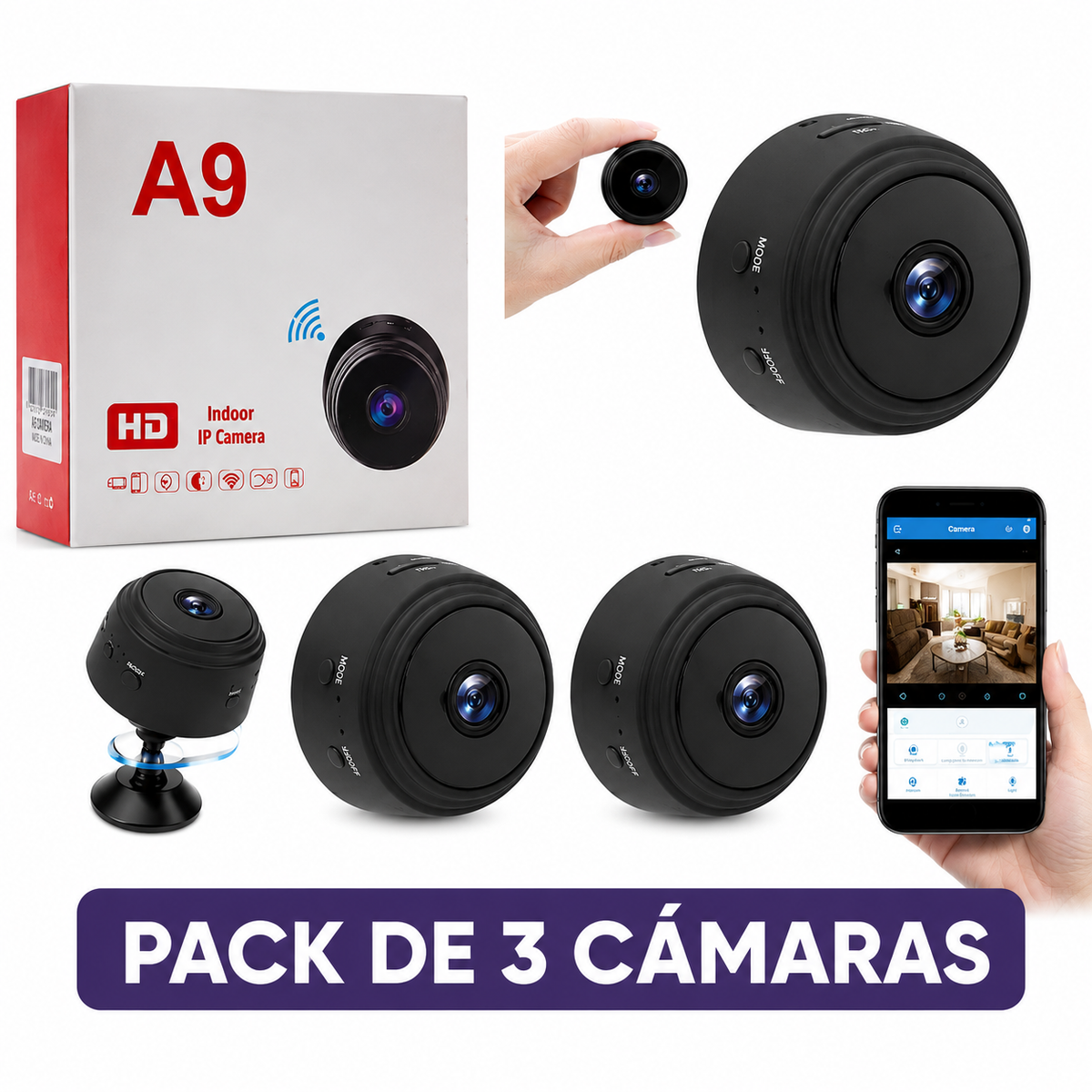 PACK 3 Mini Camara Espía de Seguridad